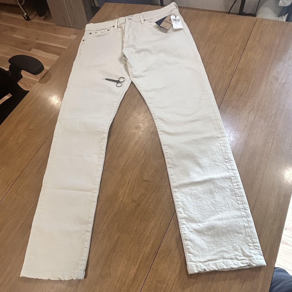 Polo Ralph Lauren Jeans Mens 33x32 Cream Sullivan Slim Straight Denim NWT *SPOT*